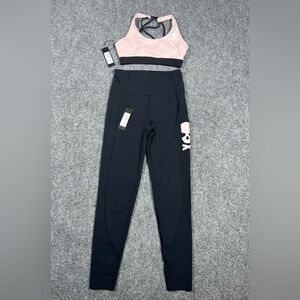 NWT Women's Soul Cycle Set Leggings  With Bra  Skull Crop Size XS